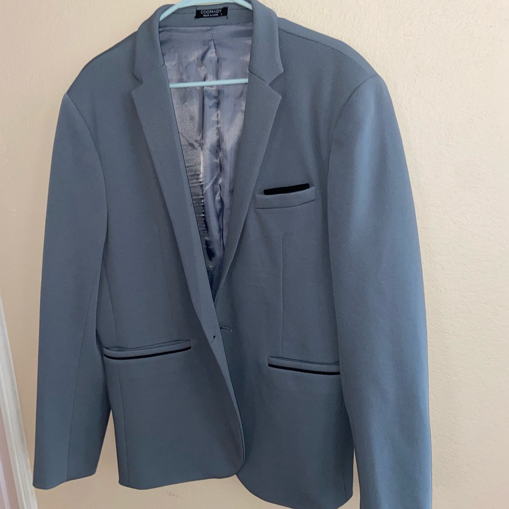 Retro business casual waffle grey suit blazer jacket formal coat long sleeve